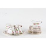 Quantity of Colclough rose tea ware, comprising six each cups, saucers, and side plates, cream
