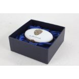 Faberge Limoges porcelain box, commemorating the Imperial fifteenth anniversary egg, having hinged