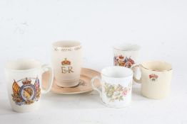 Coronation cups and beakers, to include an Edward VIII beaker, boxed Elizabeth II coronation