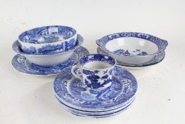 Quantity of Copeland Spode 'Italian' pattern bowls and plates, seven plates and two bowls, and a