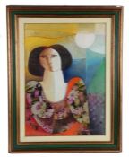 Vittorio Maria di Carlo (Italian 1939-2015) Portrait of a lady, signed oil on canvas, dated 1984,