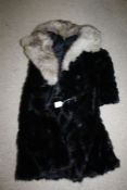 Ladies Oleg Cassini fur coat, the inside coat embroidered Margaret Crofts