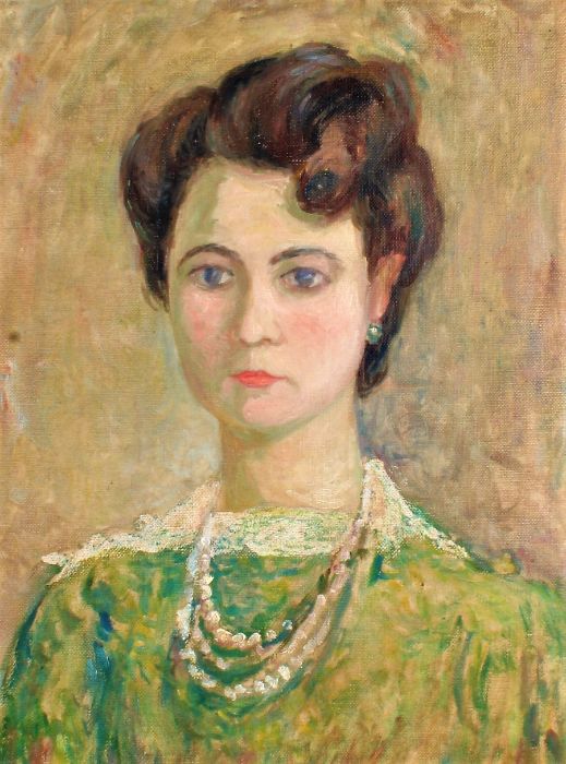 Slabezynski (20th Century), portrait study of the artists wife Janette, oil on canvas, unsigned,