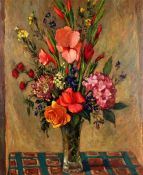 Slabezynski (20th Century), still life scene of a vase of flowers, oil on canvas, signed and