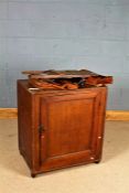 Tea chest now converted to a cupboard, 74cm wide, two leather briefcases, folding stand (4)