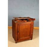 Tea chest now converted to a cupboard, 74cm wide, two leather briefcases, folding stand (4)