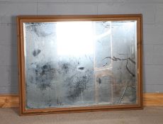 Large 20th Century wall mirror, with a bevelled glass plate, 134cm x 104cm