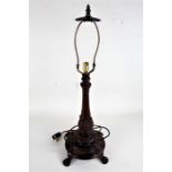 Tiffany style bronzed cast metal table lamp base, 70cm tall