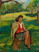 Slabezynski (20th Century), portrait study of the artists wife Janette, modelled sitting within a