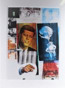 After Robert Rauschenberg, large framed poster print, depicting John. F. Kennedy, housed in a