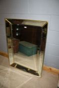 Overmantle gilt mirror, of rectangular form, with bevelled glass plate,  79cm x 109cm