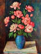 Slabezynski (20th Century), still life scene of a vase of flowers, oil on canvas, unsigned, unframed