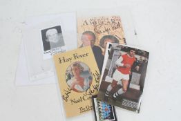 Collection of autogrpahs, to include a menu signed by Michael Caine, Dawn French signed