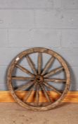 Wooden spindled cart wheel, 74cm diameter