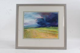 Leonard H. Pinder (British School), Gathering Storm, signed gouache, housed in a contemporary glazed