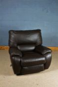 La-Z-Boy brown leather reclining armchair, 100cm wide