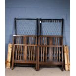 Pair of mid 20th century oak single beds, with frames, each 91.5cm wide (2)