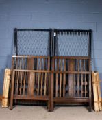 Pair of mid 20th century oak single beds, with frames, each 91.5cm wide (2)