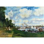 Tom Flanagan (20th Century British), Argentueil, after Monet, signed oil on board, housed in a