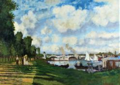 Tom Flanagan (20th Century British), Argentueil, after Monet, signed oil on board, housed in a