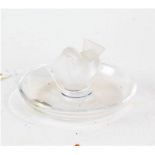 Lalique crystal glass dish, centred with a frosted glass bird, 9.5cm diameter