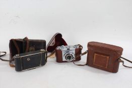Three cameras, to include a folding Agifold, Kodak Junior 620, and a Zeiss Ikon Contina Prontor-SVS,