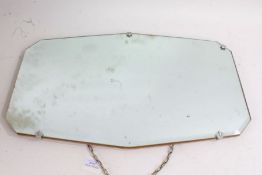 Art Deco unframed wall mirror, with bevelled glass, 56cm wide