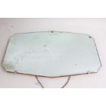 Art Deco unframed wall mirror, with bevelled glass, 56cm wide