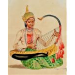 Mid 20th Century school, a set of four watercolours depicting Asian figures, signed and dated 59, (