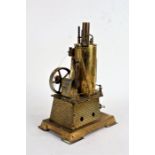 Wilesco brass stationery steam engine/ traction engine, 31.5cm high