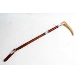 George V silver mounted riding crop, Birmingham 1923, maker Callow, the antler handle above a silver