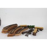 Model railway tinplate engine and rolling stock, marked "made in Great Britain", quantity of