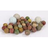 Collection of clay marbles, various colours, with two stoneware/crockery marbles (qty)