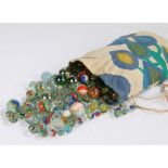 Collection of glass marbles, 20th century, to include ribbon core and opaque examples (qty)