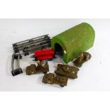 Hornby railway, to include a Shell wagon, track, a tunnel, clips, and some miscellaneous toys,