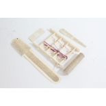 19th Chinese century Canton carved ivory game, with two beams carved with figures, 15cm long,