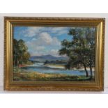Max Hofler (1892-1963) River landscape, signed (lower-right), oil on board, 29cm x 43.5cm.