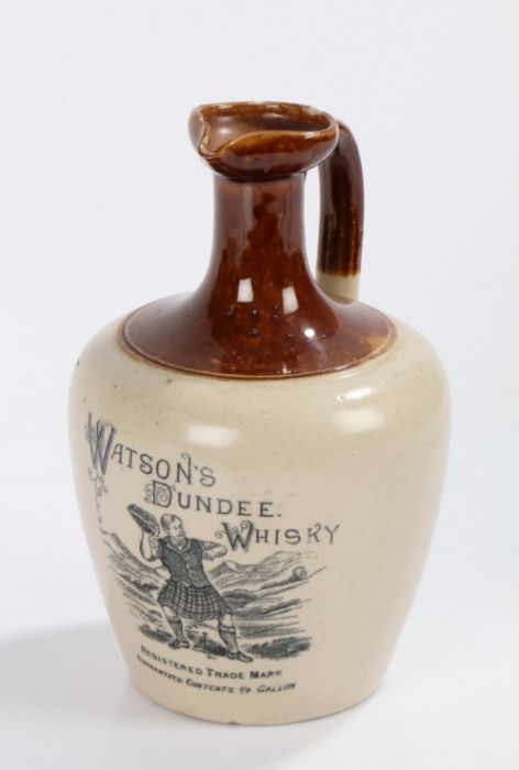 19th Century Port Dundas Pottery stoneware whisky jug, "Watson's Dundee Whisky", 21.5cm high