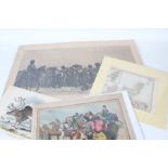 Collection of various pictures and prints, to include a 19th century humorous engraving entitled '