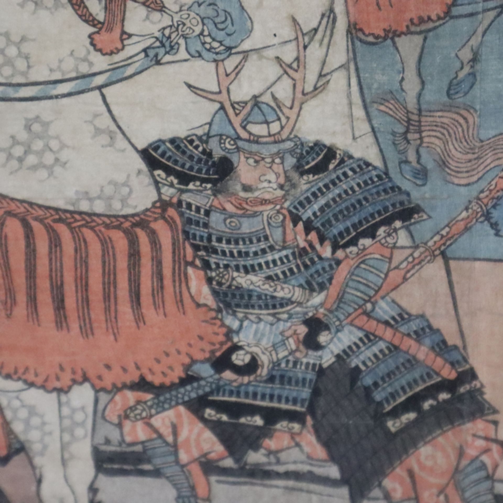 Utagawa Yoshitora (ca.1830-ca.1880) - Kriegerszene, Farbholzschnitt, mehrfach g - Bild 4 aus 9
