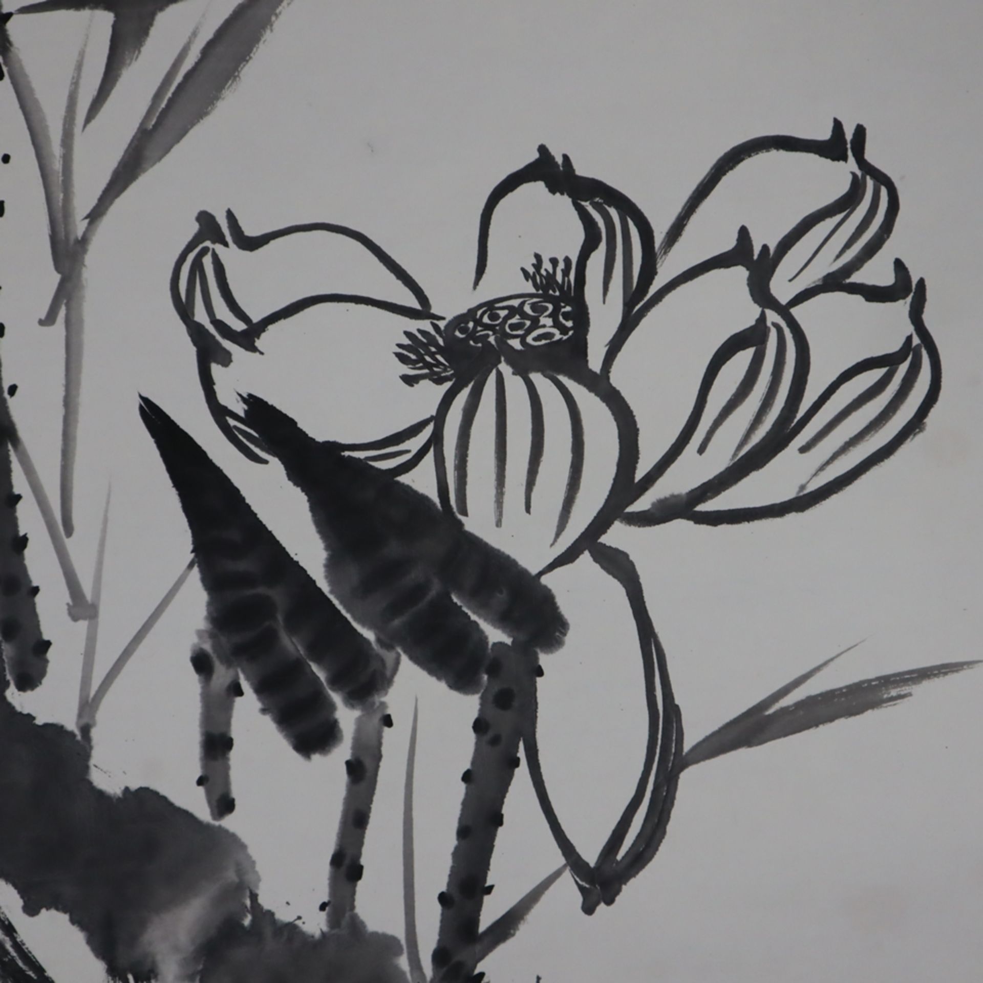 Chinesisches Rollbild - Wu Yesheng (吴叶生) (*1965 Shexian, Anhui), Libelle an ein - Bild 5 aus 7