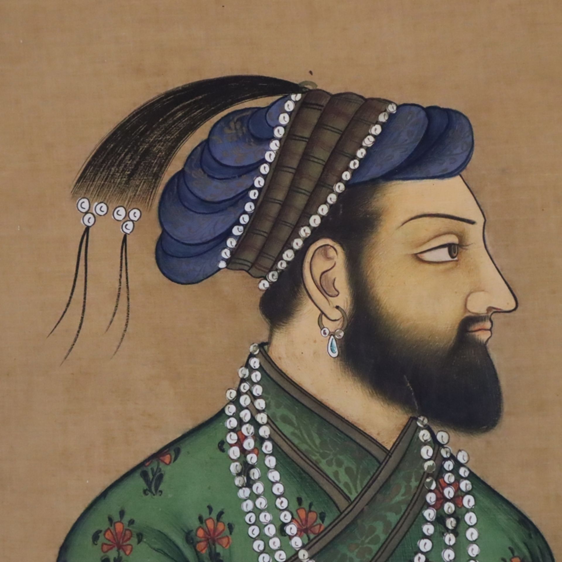 Zwei Bildnispendants - Indien, großformatige Portraits von Shah Jahan (Großmogu - Bild 3 aus 11