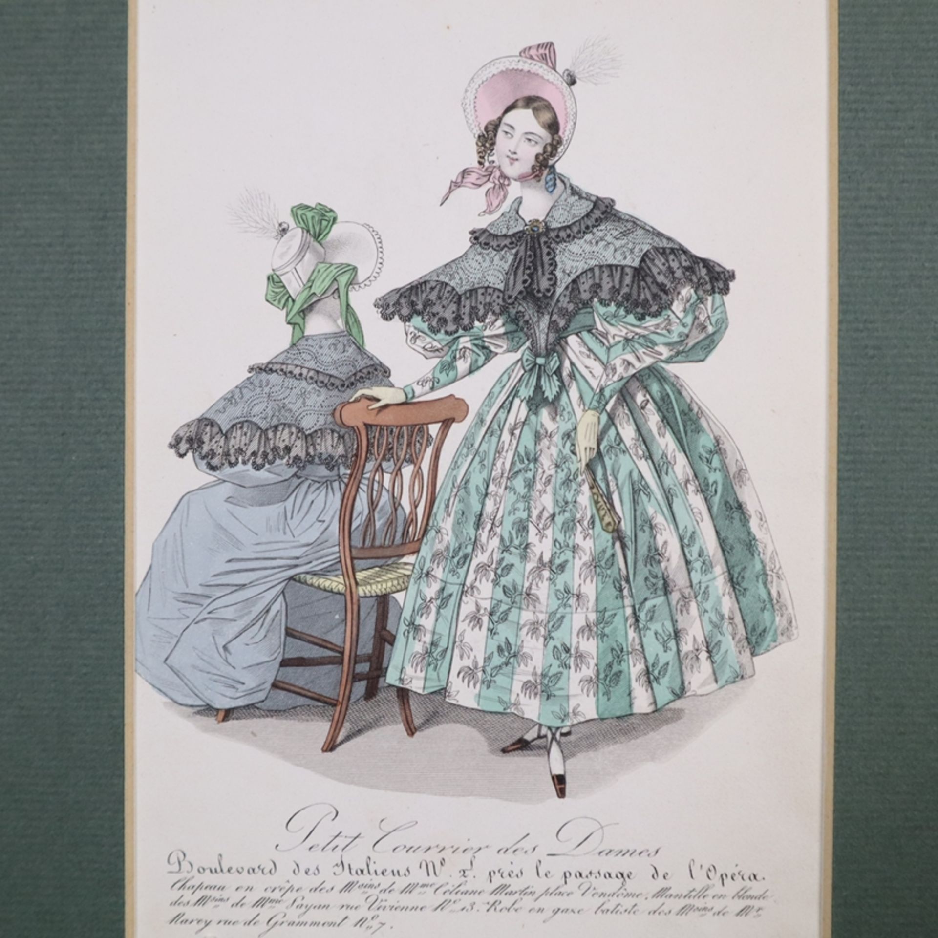 Konvolut Modestiche - Frankreich, um 1830/40, 8 kolorierte Stahlstiche, u.a. au - Bild 5 aus 6