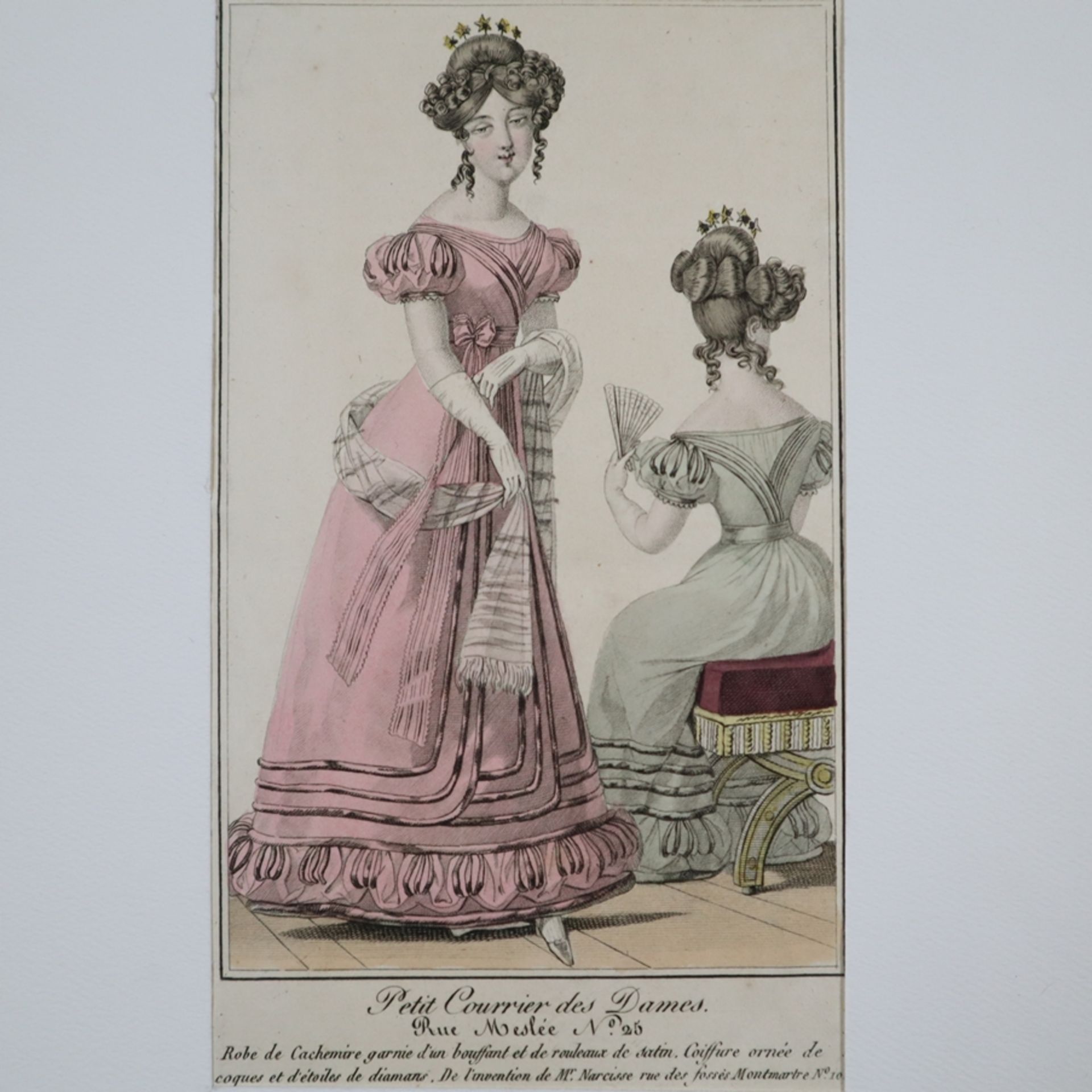 Konvolut Modestiche - Frankreich, um 1830/40, 8 kolorierte Stahlstiche, u.a. au - Bild 6 aus 6