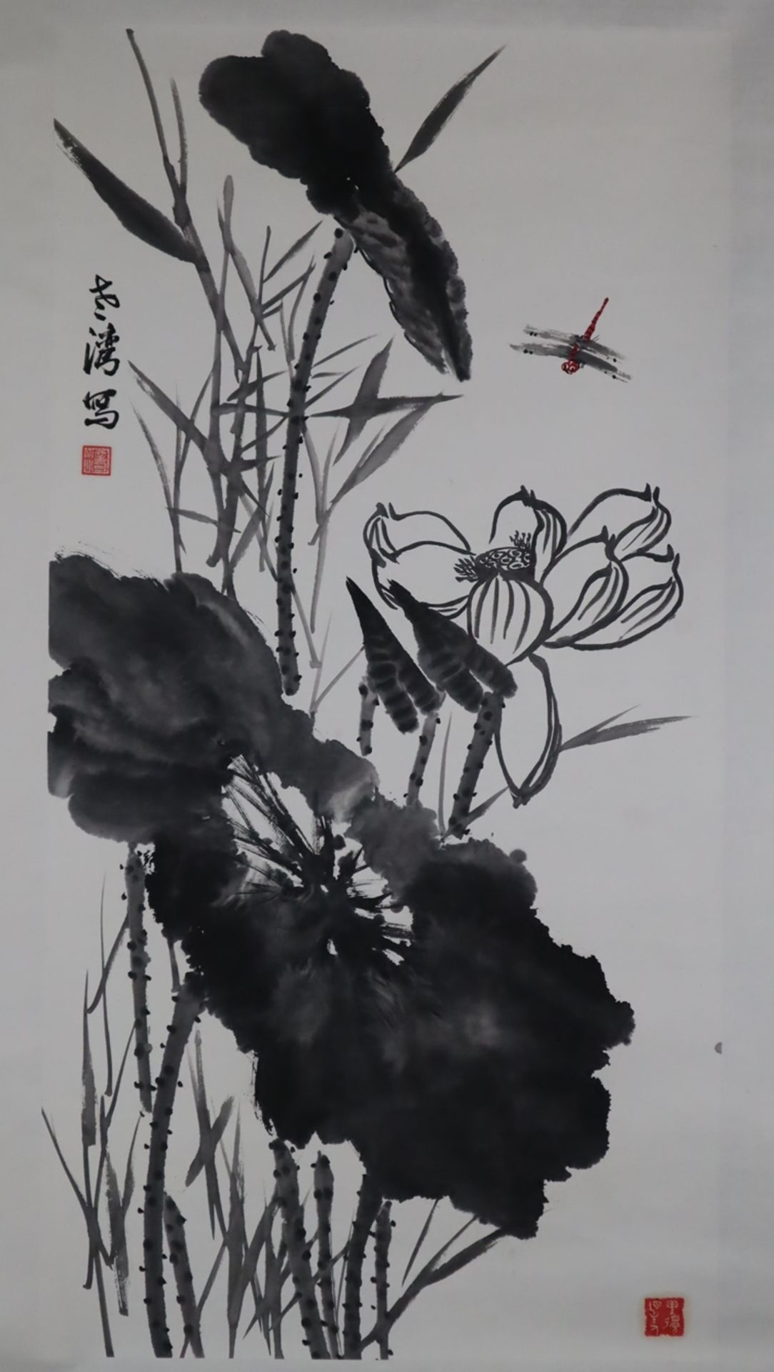 Chinesisches Rollbild - Wu Yesheng (吴叶生) (*1965 Shexian, Anhui), Libelle an ein