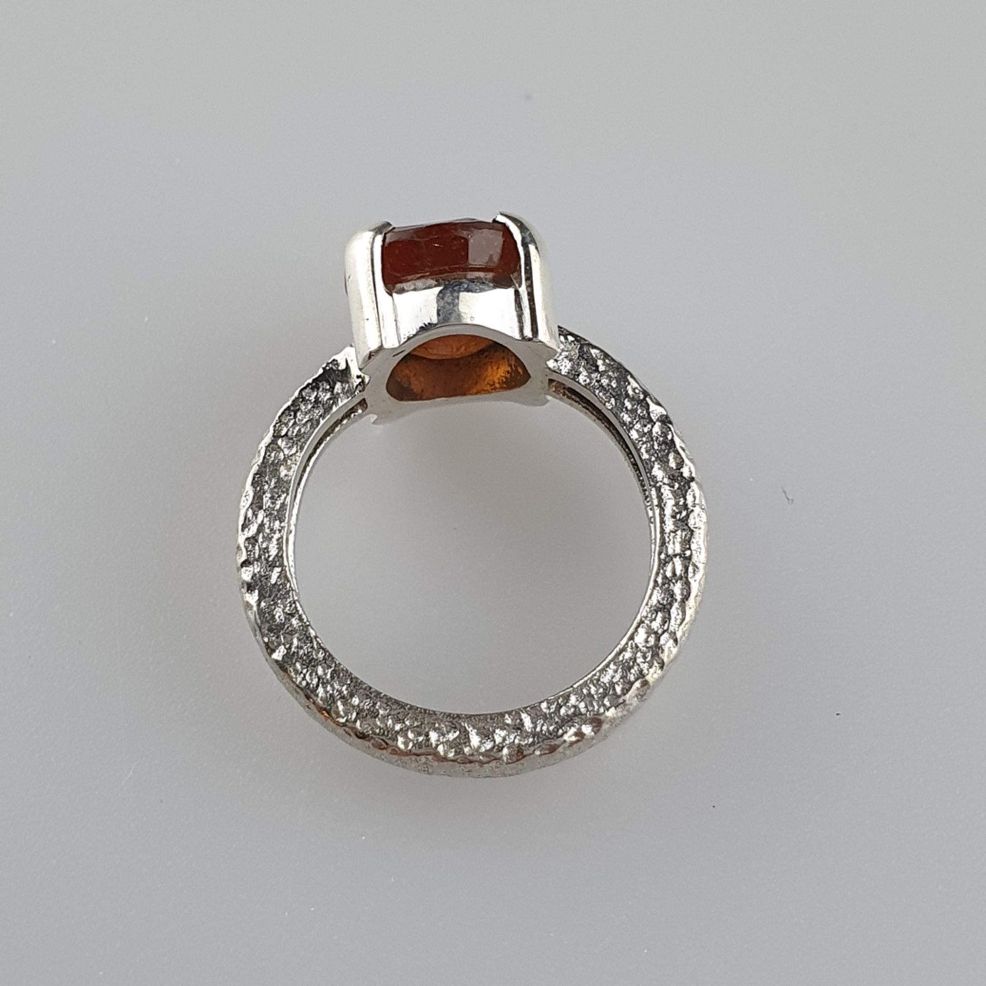 Hessonit (Granat) Ring - 925er Silber, Ringkopf besetzt mit oval facettiertem H - Bild 4 aus 5