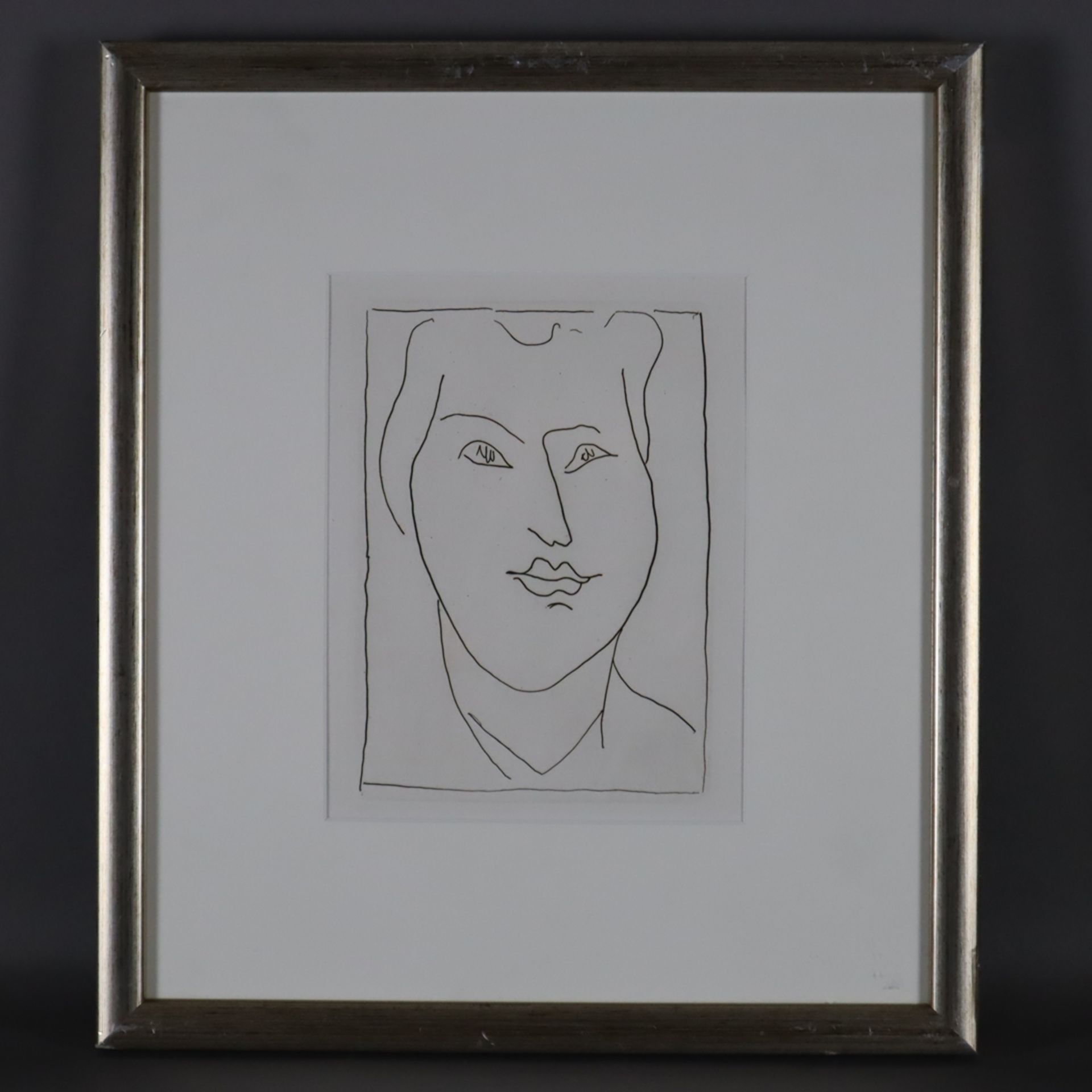 Matisse, Henri (1869-1954) - "Visage de face", Radierung 1948/49, Probedruck, W - Bild 2 aus 2