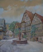 Hintze, H. - "Miltenberg", Ansicht von dem alten Marktplatz in Miltenberg, Aqua