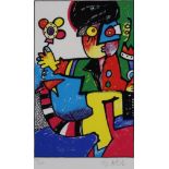 Alt, Otmar (1940 Werningerode) - Clownfigur, Farblithografie auf Papier, in Ble