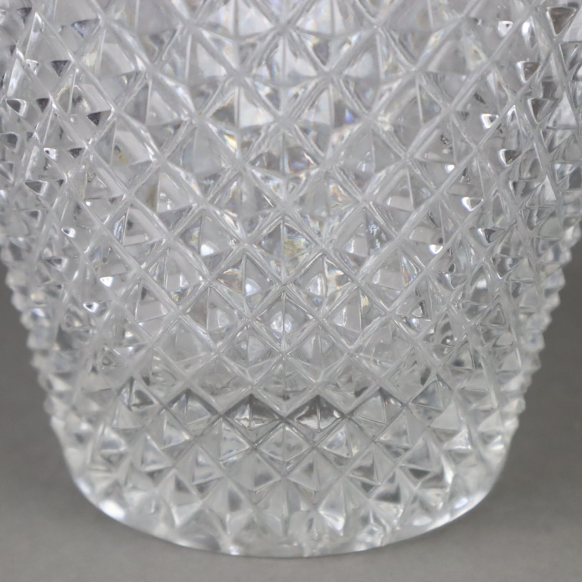 Glasvase mit Silbermontur - farblose Kristallvase mit Diamantschliff und glatte - Bild 4 aus 6